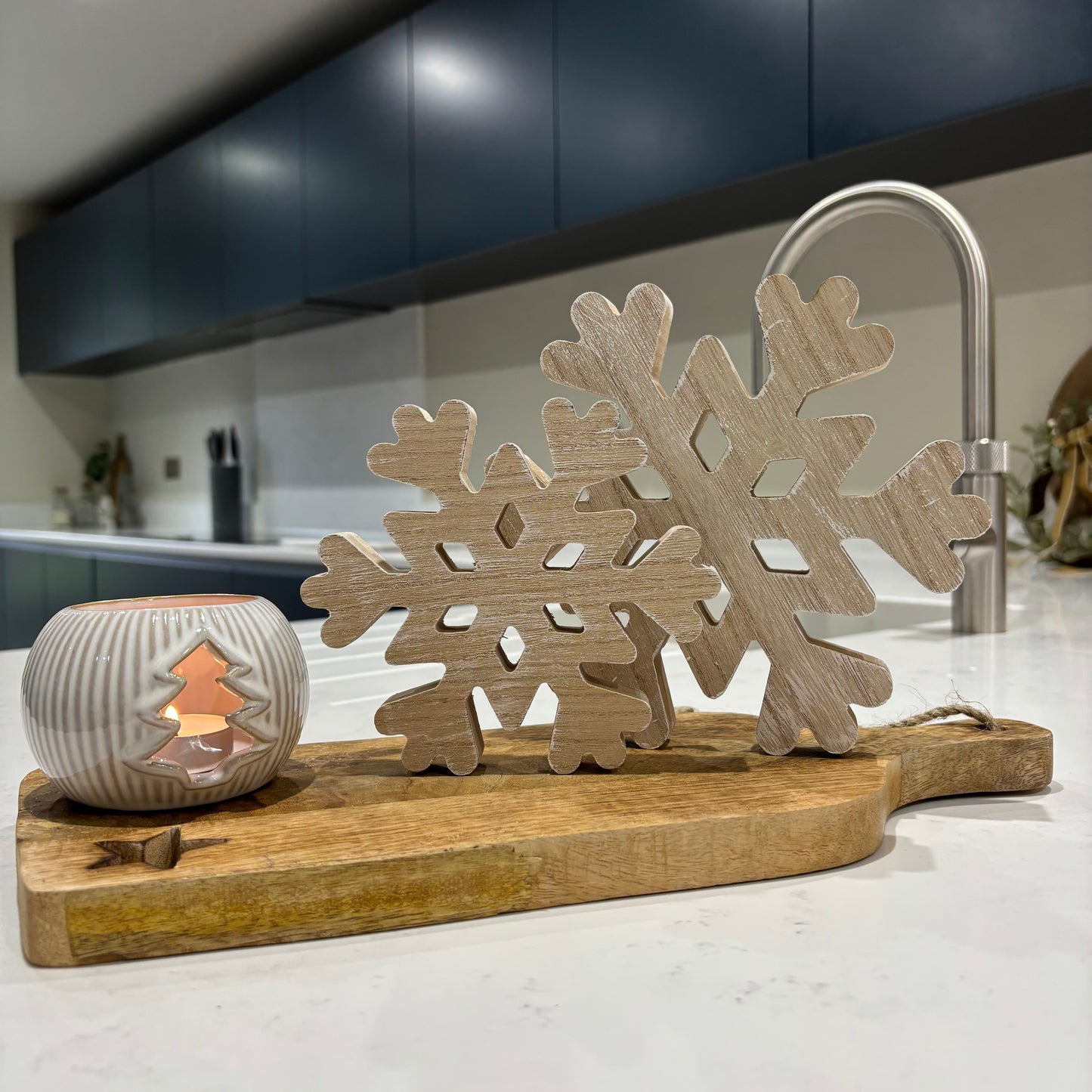 Neutral Tone Tree cut out tealight holder