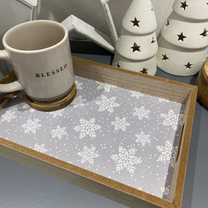 Beige Snowflake Pattern Wooden tray