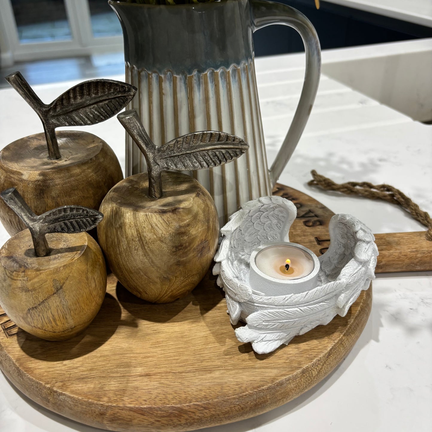 Angel Wings Glitter Tealight Candle Holder