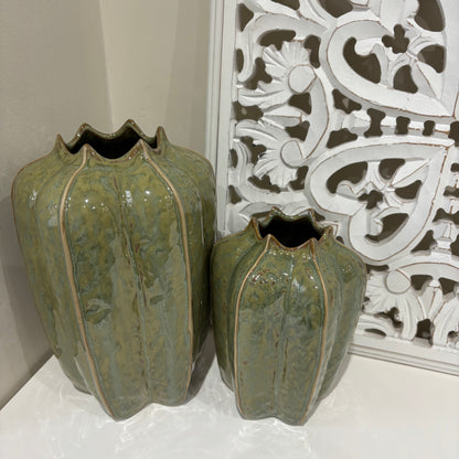 Green Seeded Pod Vases - 2 sizes