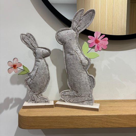 Felt Rabbit With Flower Decoration - two sizes