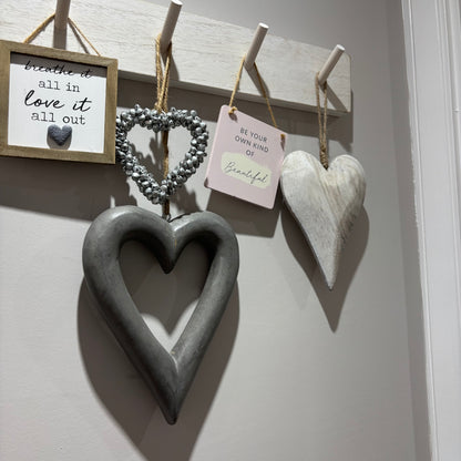 White Washed Rustic Hanging Heart