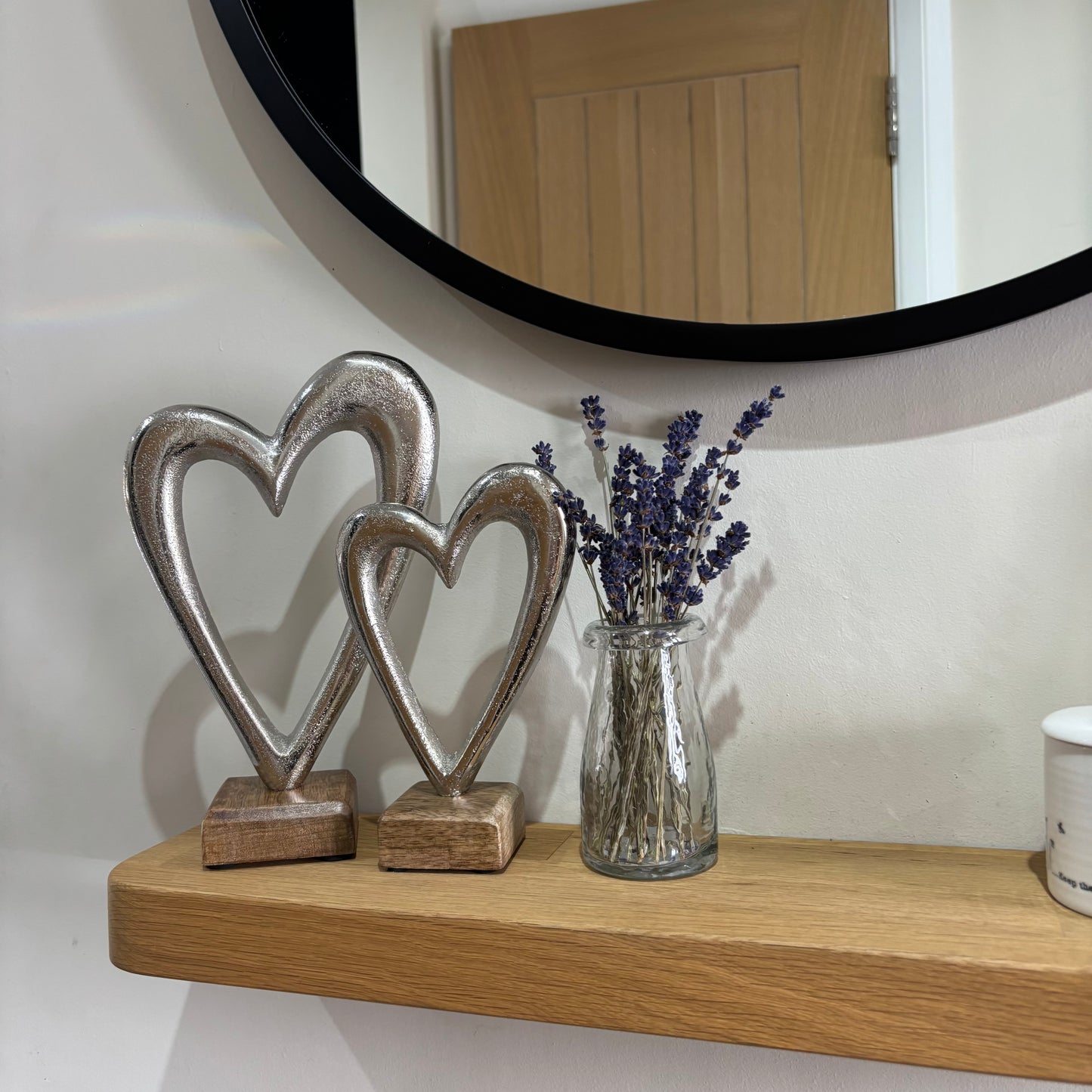 Silver Metal Heart on Wood base - 2 sizes