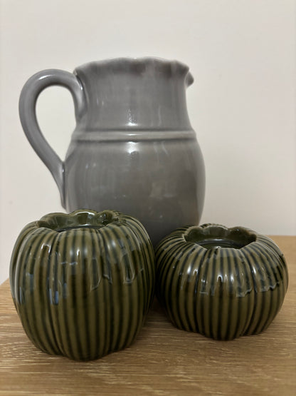 Green Porcelain Pumpkin Candle Holder