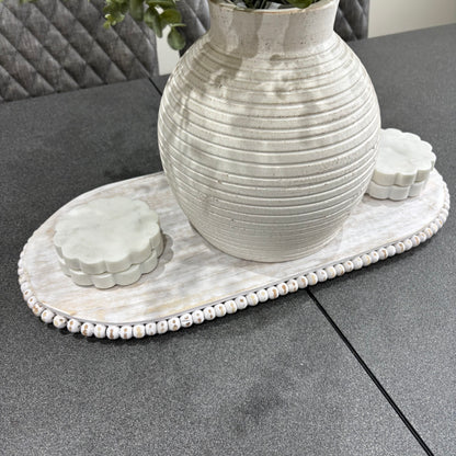 Adai, White Marble Scallop Coasters, Set of 4