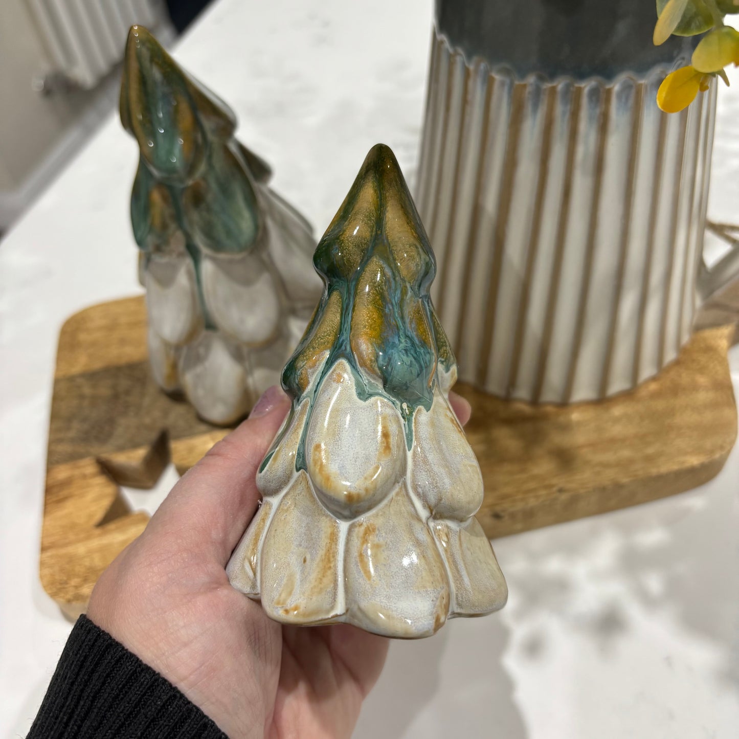 Green Ombré Ceramic Christmas Tree - set of two