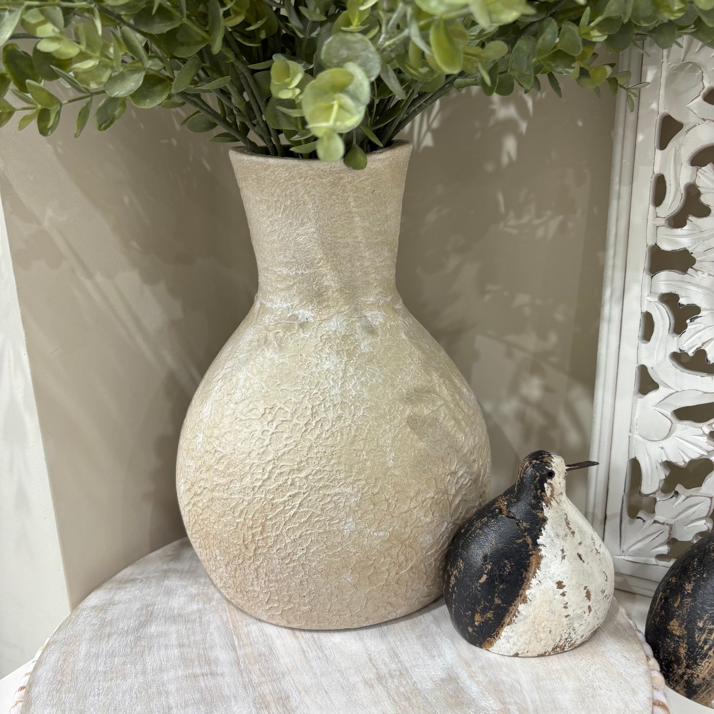 Carley Terracotta Decorative Vase | Handcrafted Textured Vase for Dried or faux Flowers