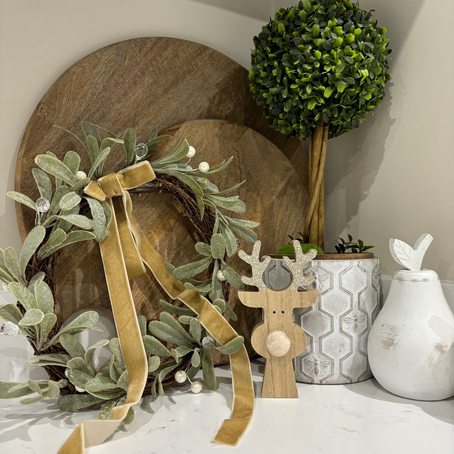Gracie - Wooden reindeer with gold glitter antlers