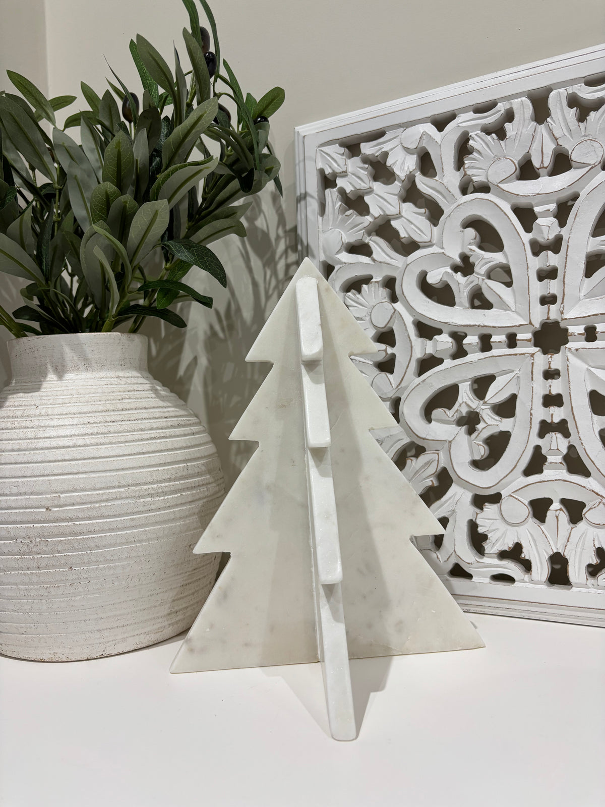 White Marble Christmas Tree - 20cm