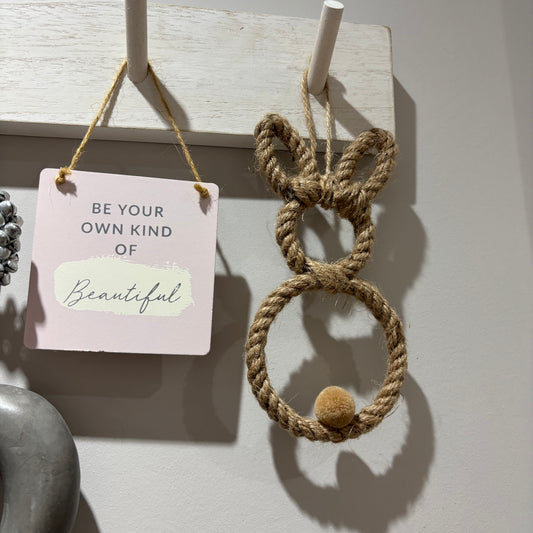 Boho Rope-Style Bunny Ornament – Hanging Decoration