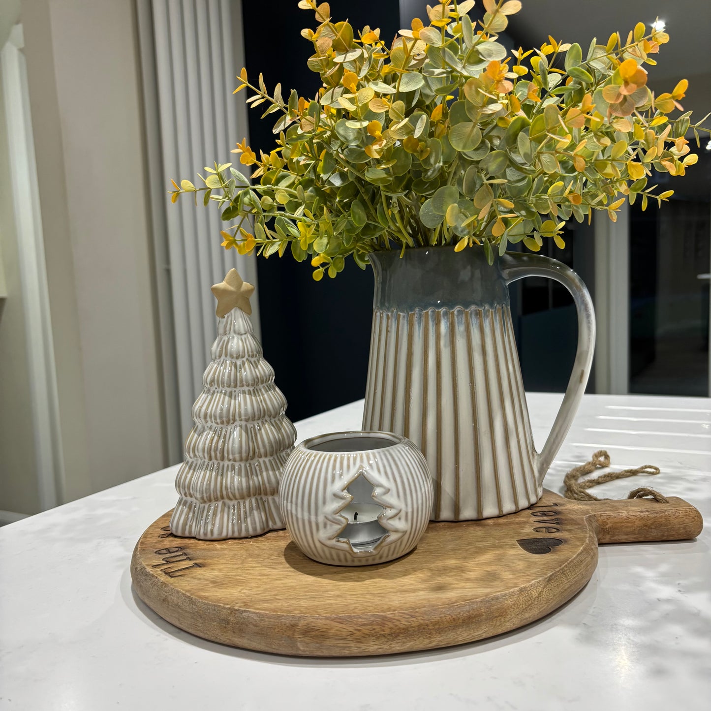 Neutral Tone Tree cut out tealight holder