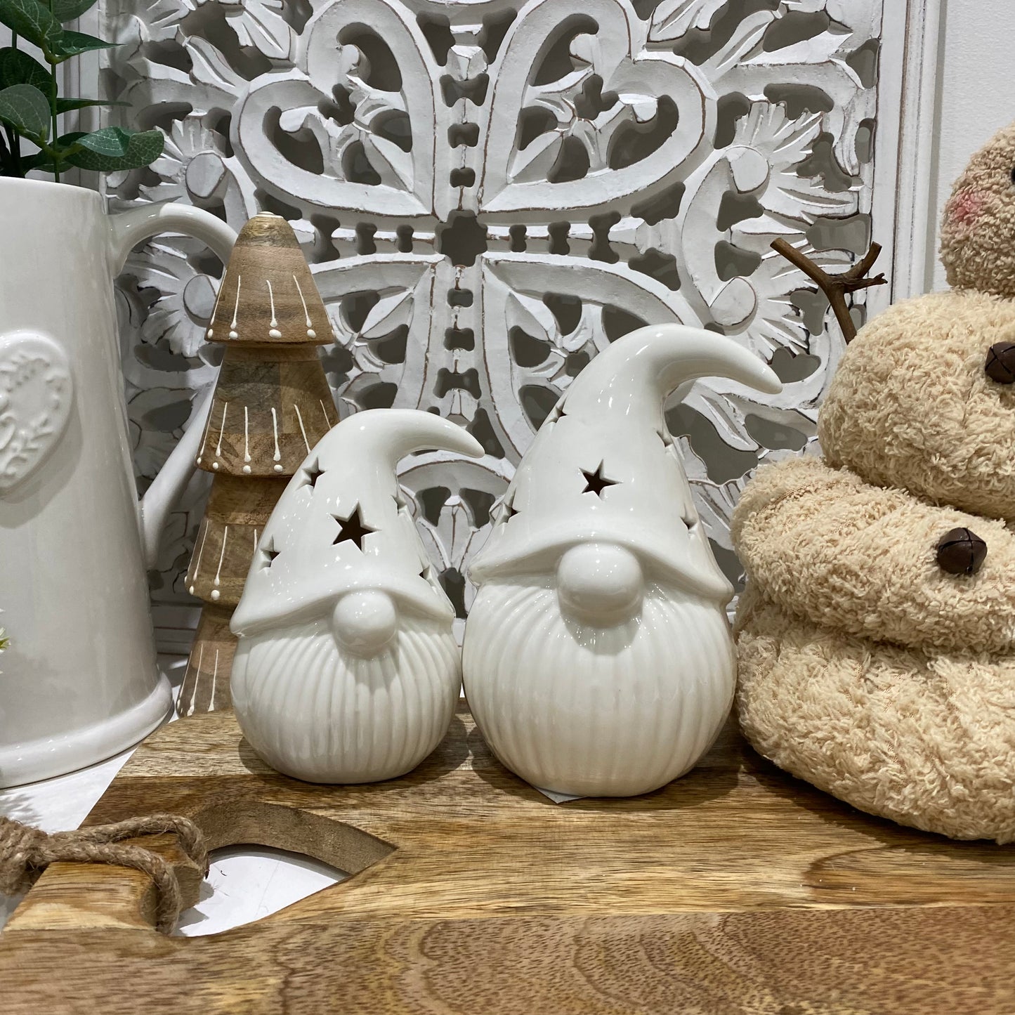 White Porcelain Led Gonks - set of two