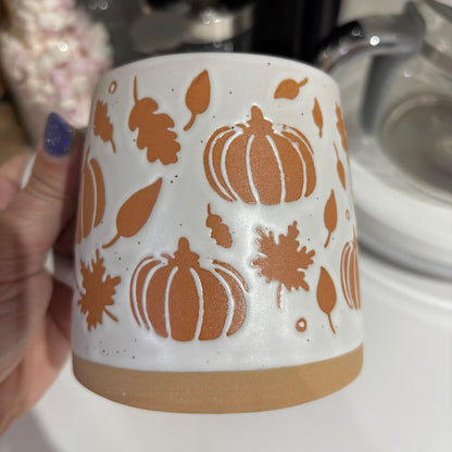 Orange and white pumpkin mug