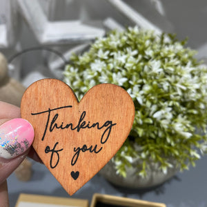 Thinking of you wooden heart token