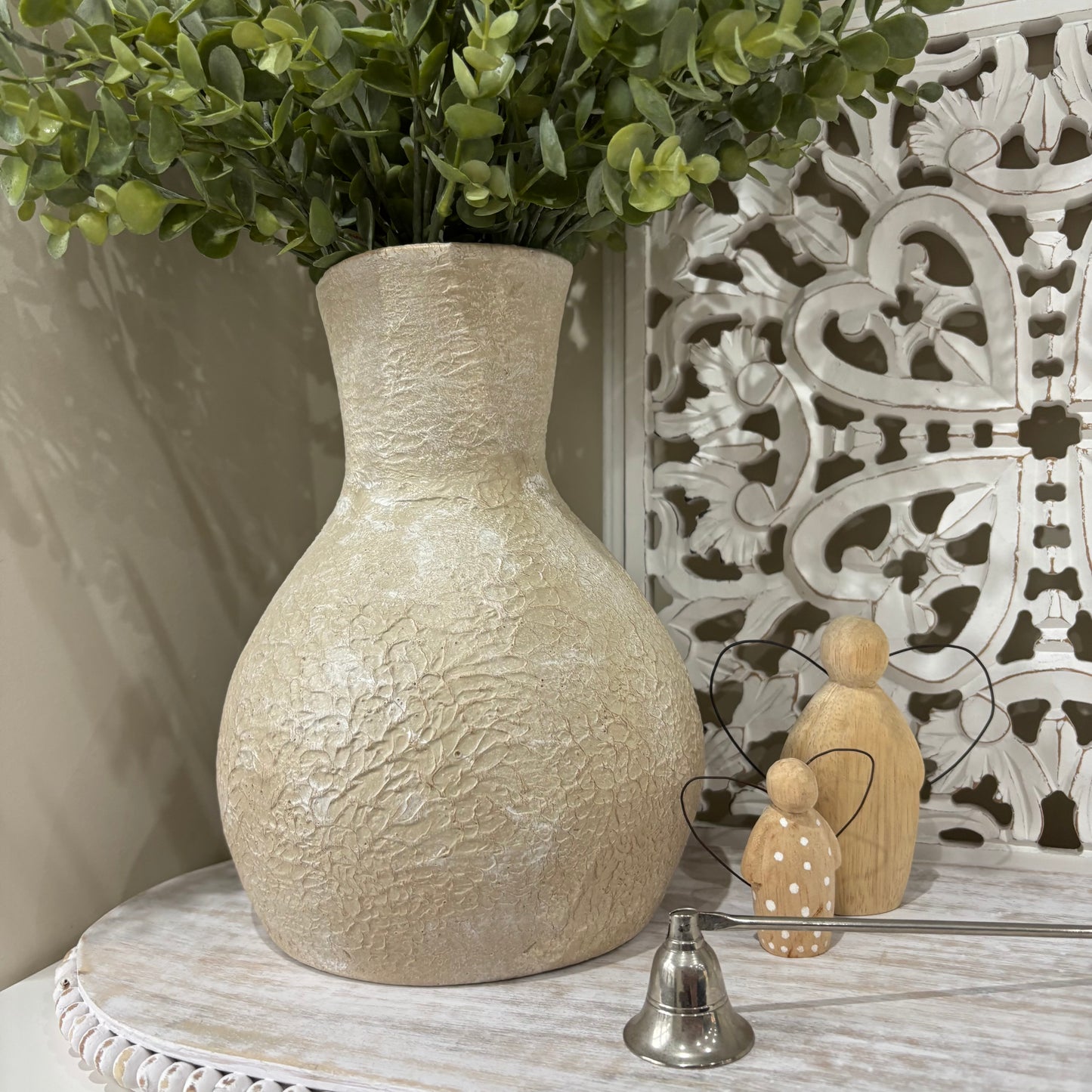Carley Terracotta Decorative Vase | Handcrafted Textured Vase for Dried or faux Flowers