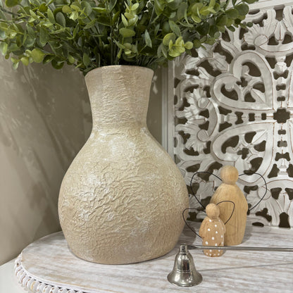 Carley Terracotta Decorative Vase | Handcrafted Textured Vase for Dried or faux Flowers