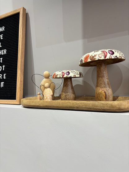 Autumnal mangowood mushrooms set of two