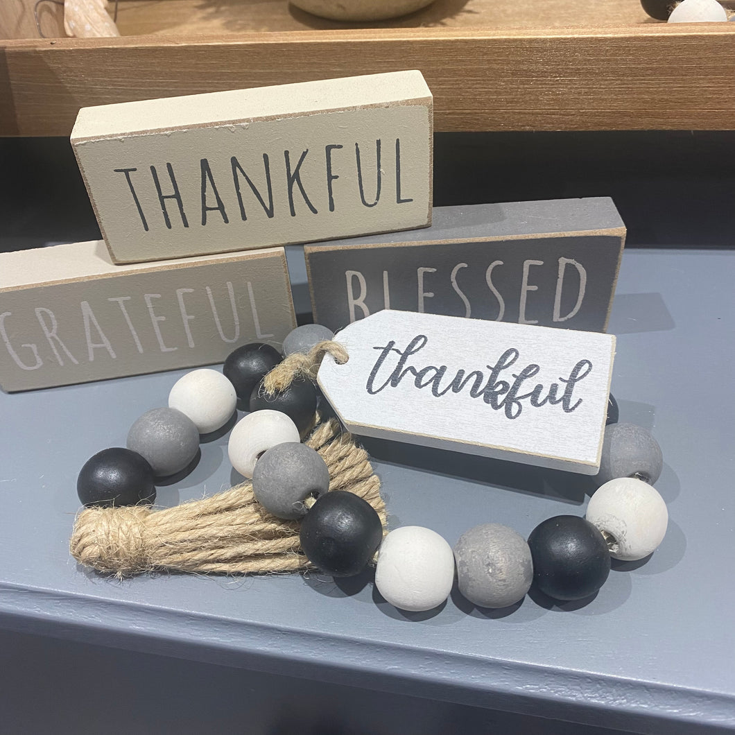 Grateful, Thankful, Blessed Beaded Tag Hanger - 3 styles