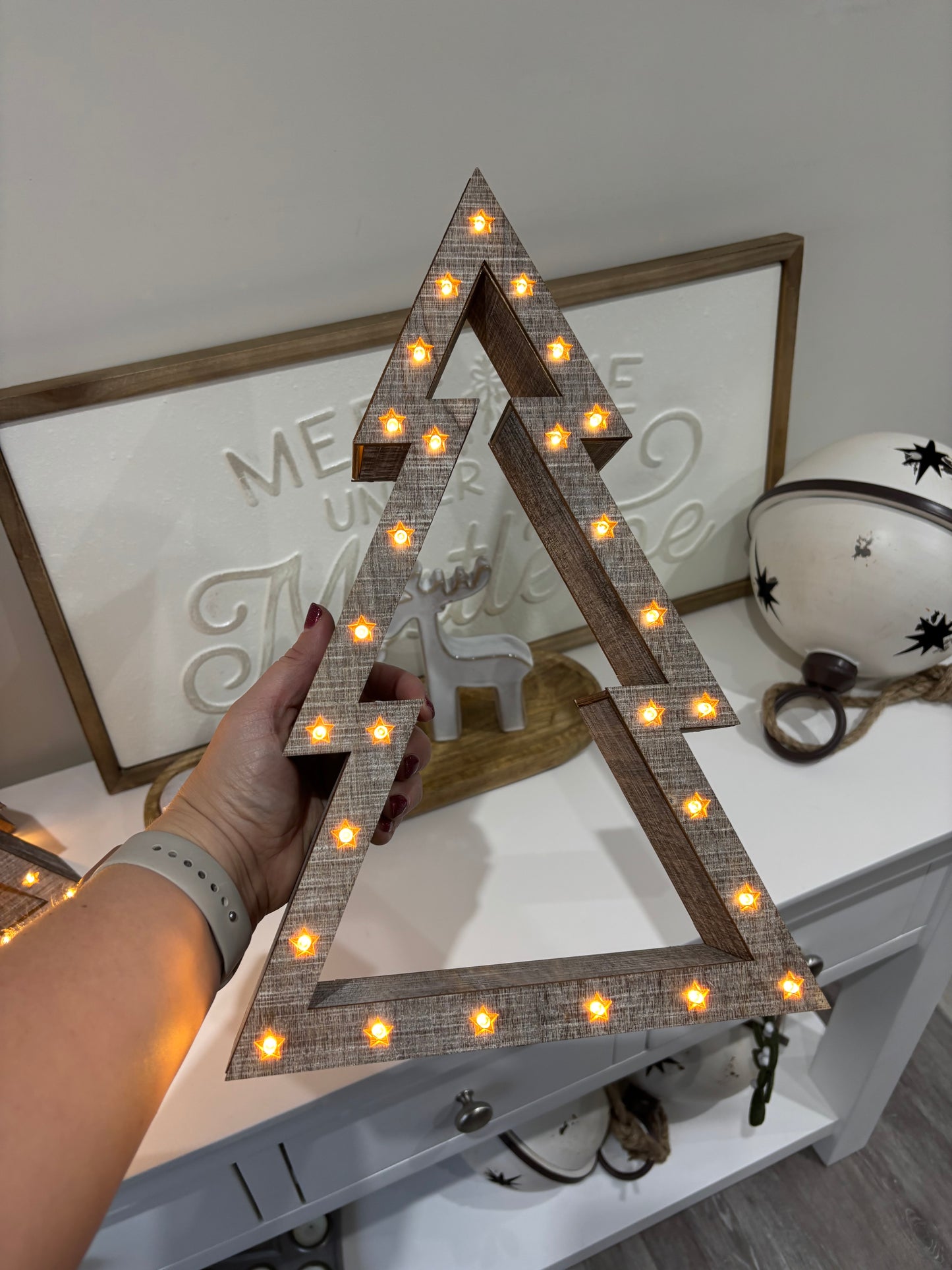 Beige Wooden LED Light up Christmas Trees - individual