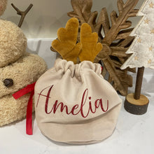 Load image into Gallery viewer, Reindeer Antler Velvet Bag - personalised