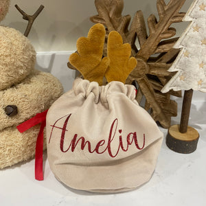 Reindeer Antler Velvet Bag - personalised
