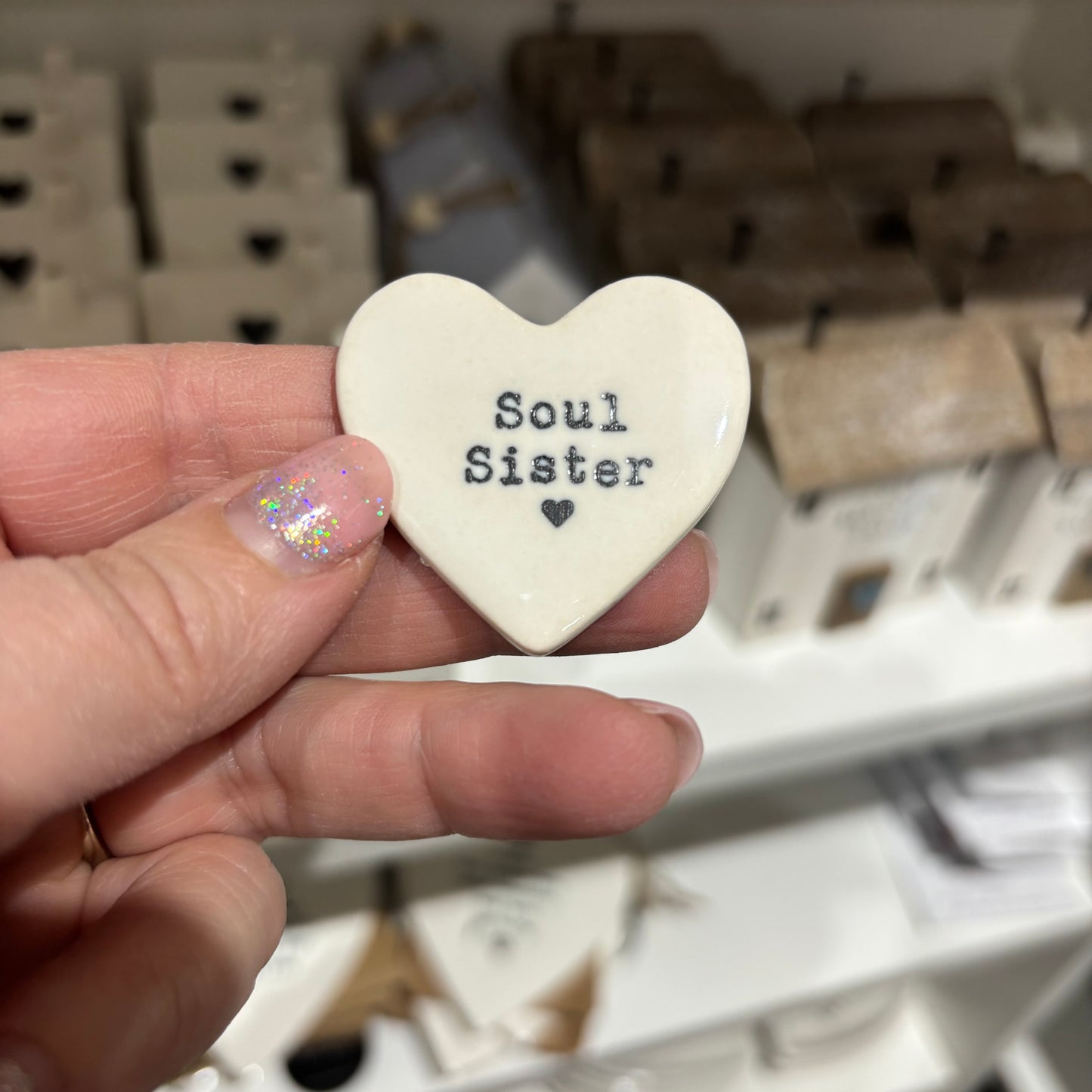 Soul Sister ceramic heart token