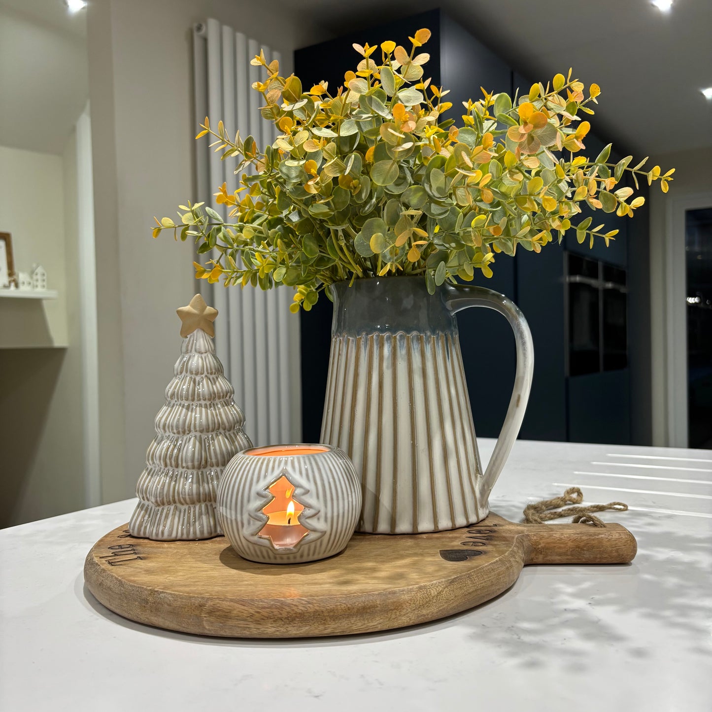 Neutral Tone Tree cut out tealight holder