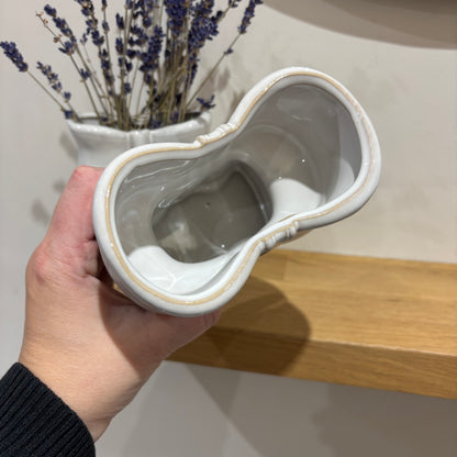 White Ceramic Bow Vase - 2 sizes