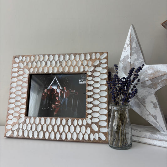 Patterned wooden photo frame