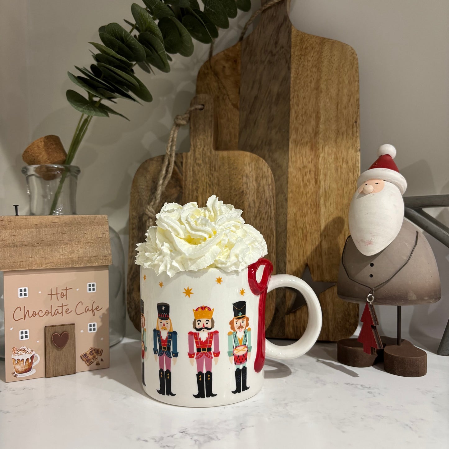 Nutcracker print mug with bow