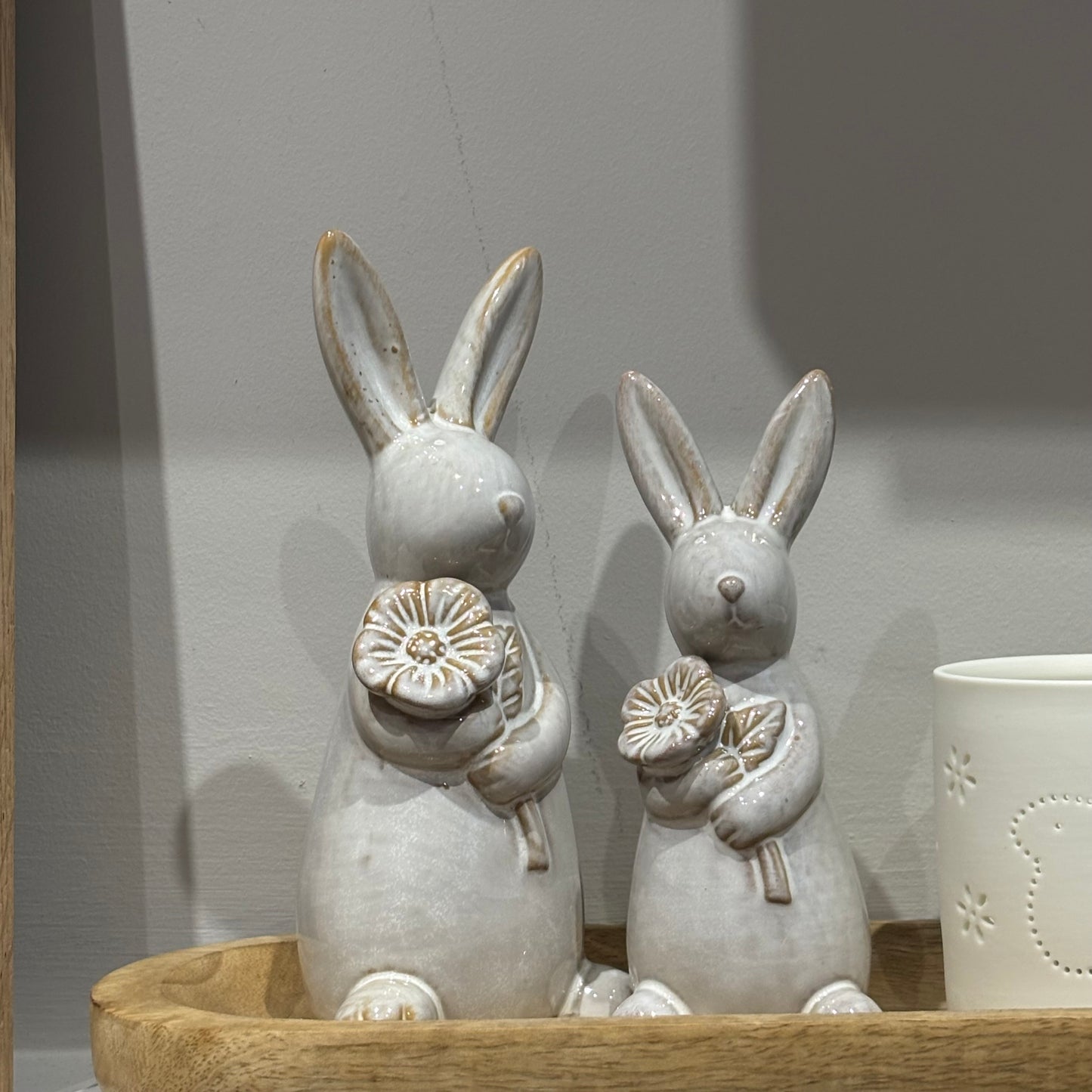 White rabbit with flower - 2 sizes