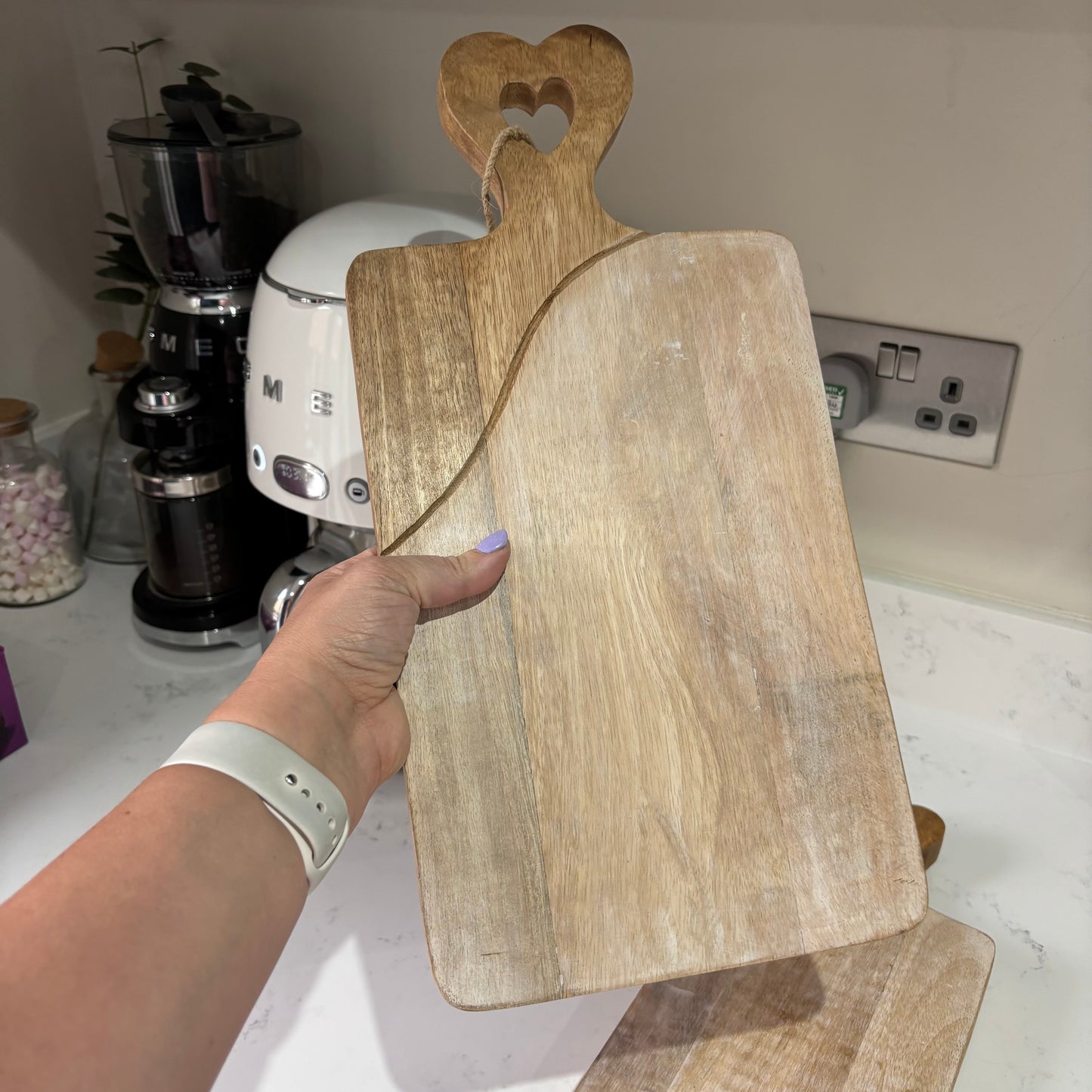 Amelie - Dual Tone Wooden Chopping Board with Heart Carved Handle - 2 sizes