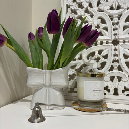 White Ceramic Bow Vase - 2 sizes