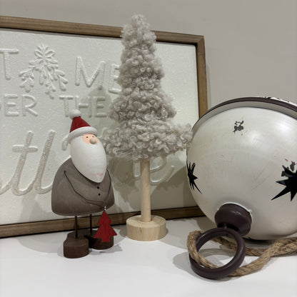 Boucle Fur tree with wood base