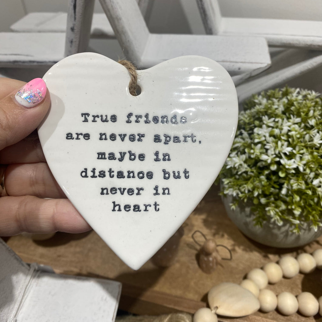 True Friends Hanging Ceramic Heart 10cm