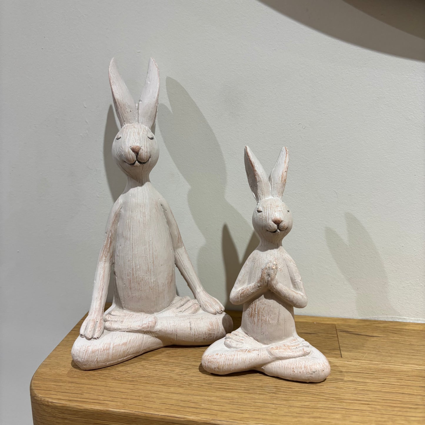 White Resin Sitting Bunny Rabbits