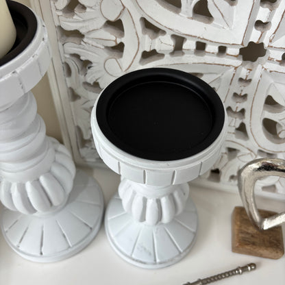 Whitewash rustic candle holder - 2 sizes