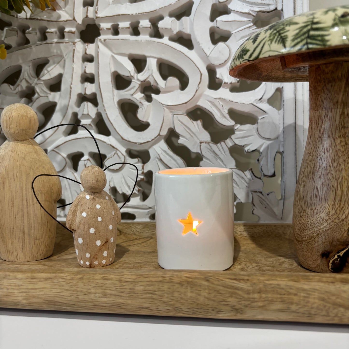 Ceramic Star Cutout T-Light Holder – 6cm x 4cm