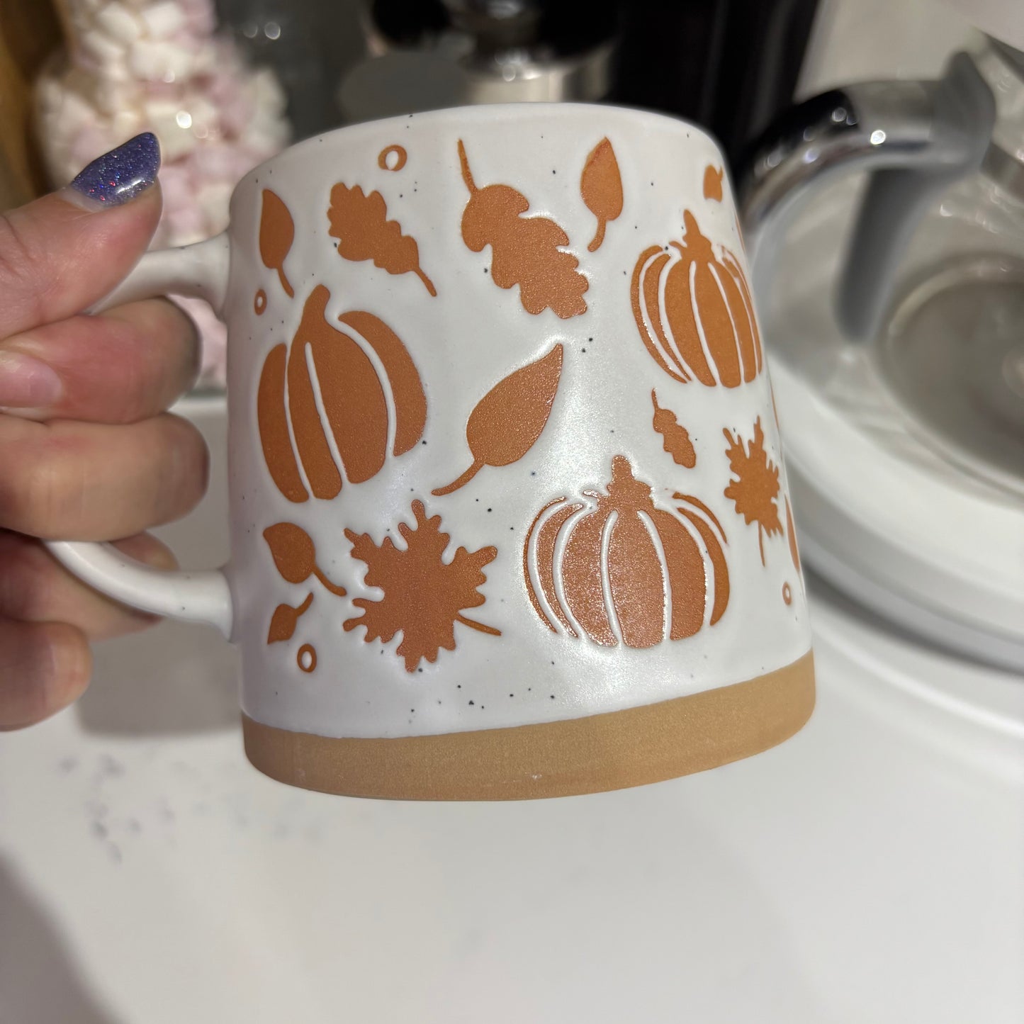 Orange and white pumpkin mug