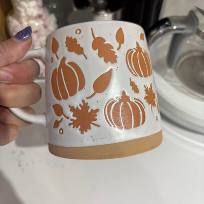 Orange and white pumpkin mug