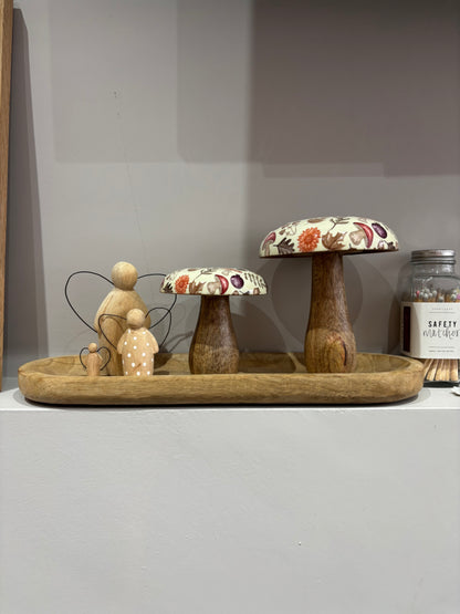Autumnal mangowood mushrooms set of two