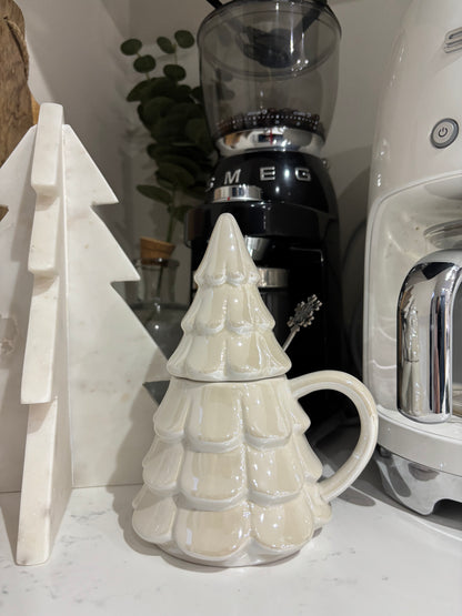Iridescent Christmas Tree Mug & Snowflake Spoon Set