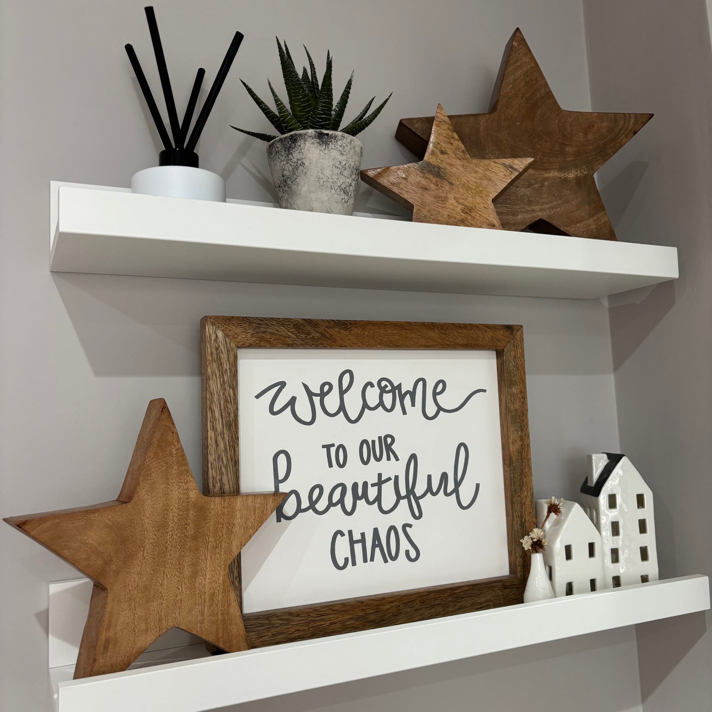 Mango wood star set - set of three