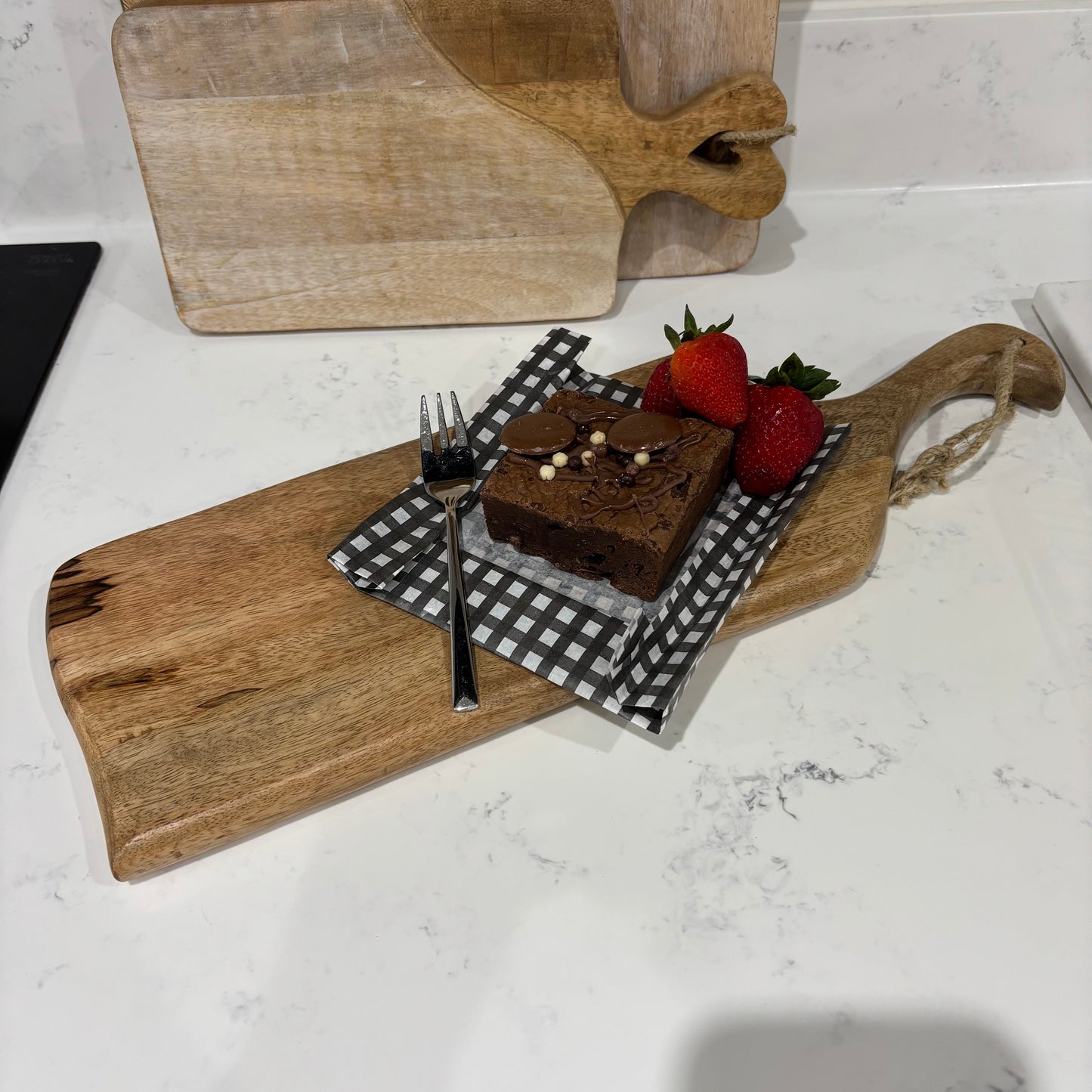Ezra Slim Wooden Serving Platter | Mango Wood Serving Board with Handle