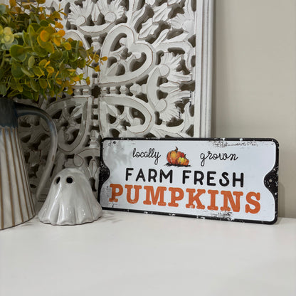 Farm Fresh metal pumpkin sign