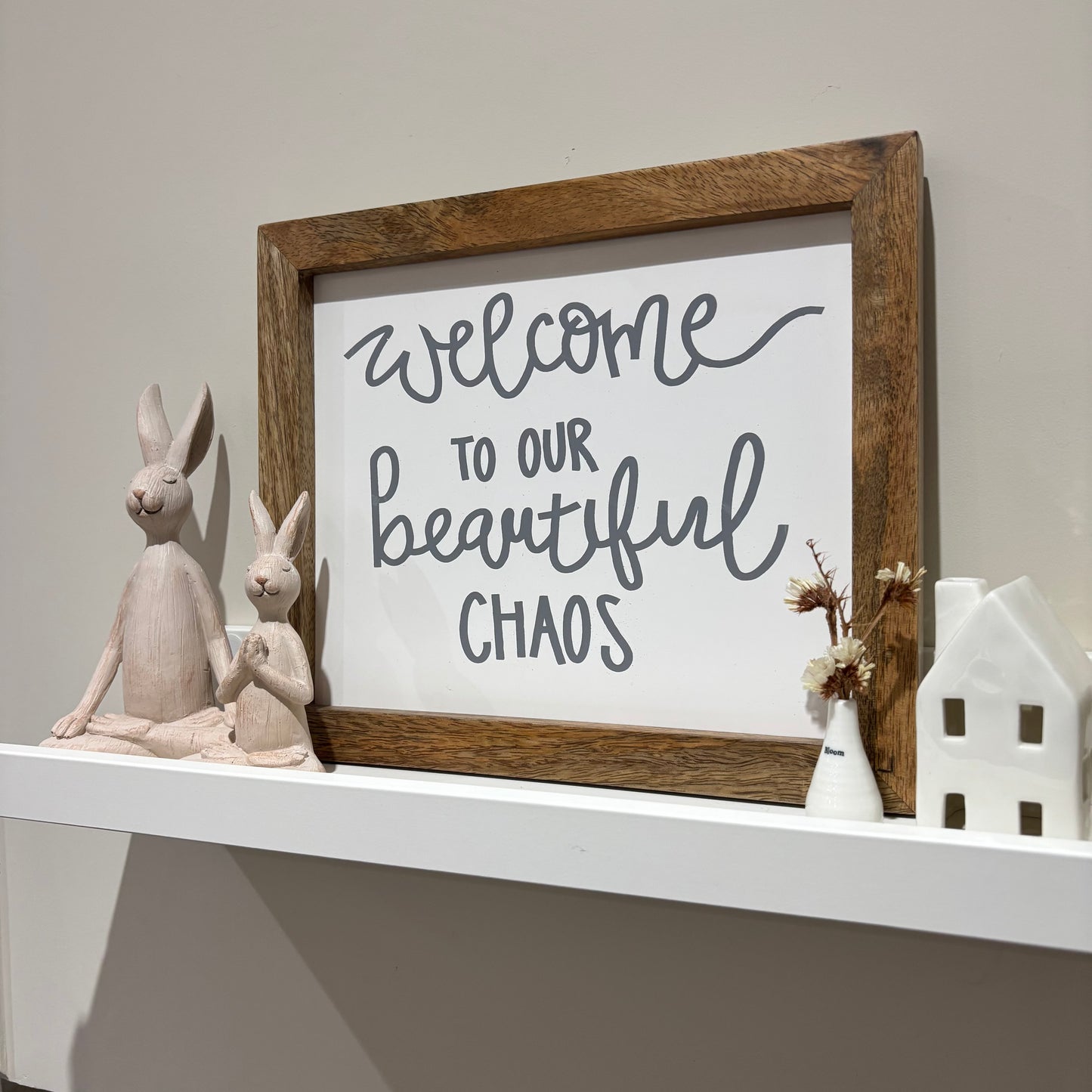 White Resin Sitting Bunny Rabbits