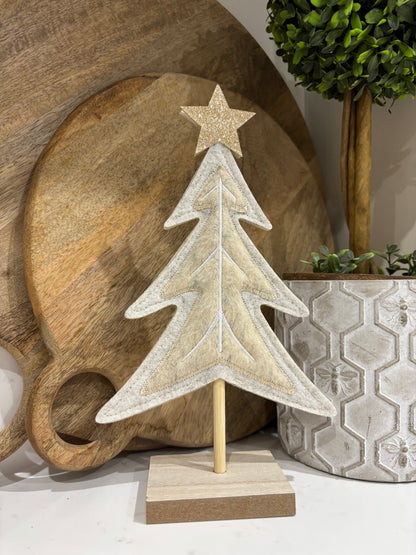 Cream Felt Standing Christmas Tree – 2 Sizes
