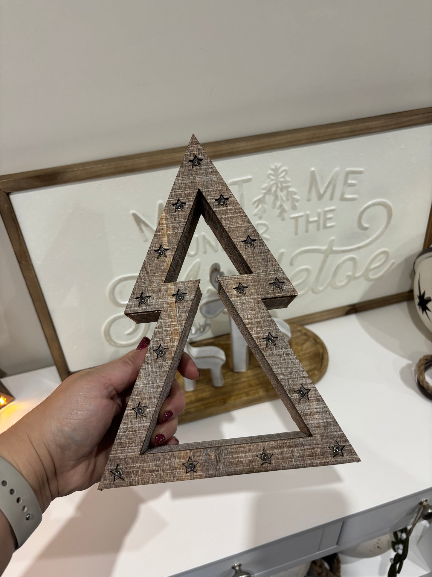 Beige Wooden LED Light up Christmas Trees - individual