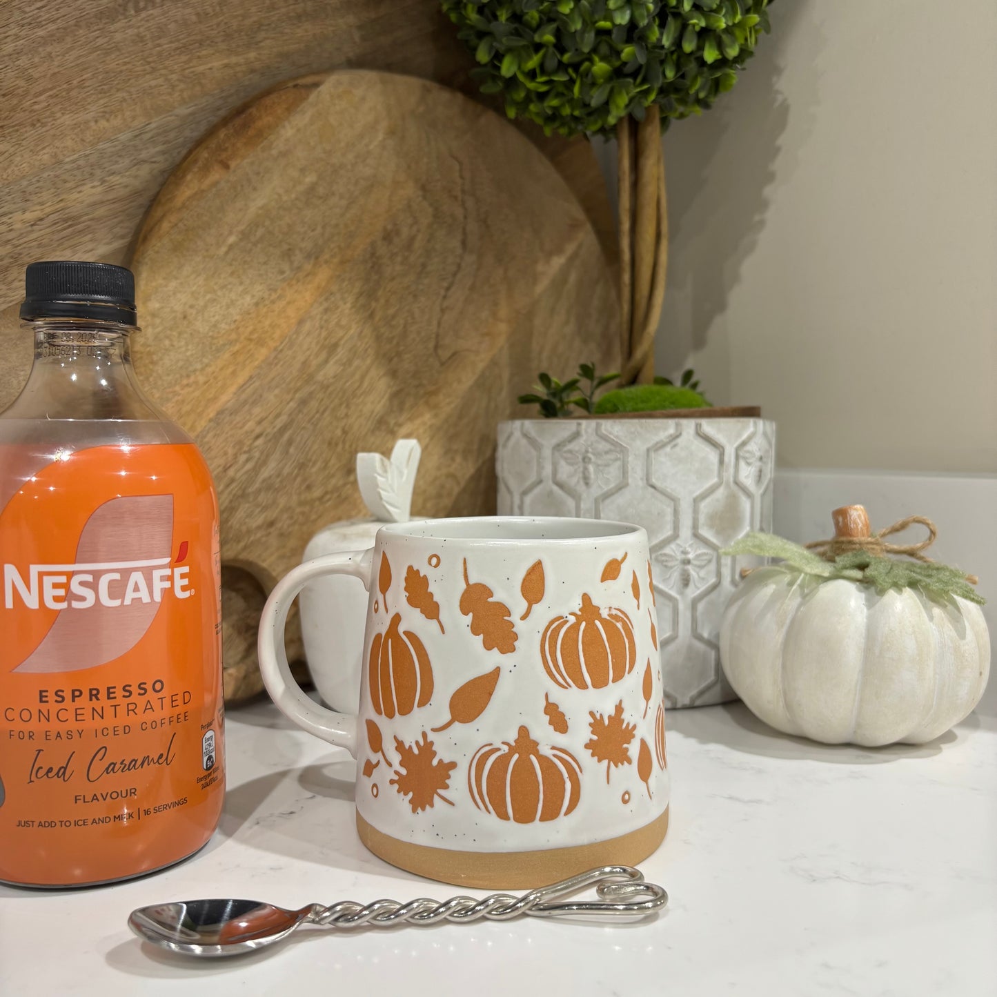 Orange and white pumpkin mug