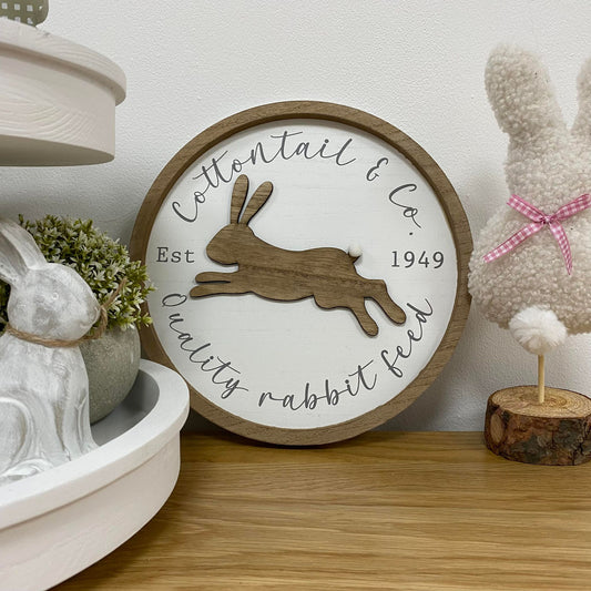 Cottontail & Co Round 3d wood  Sign